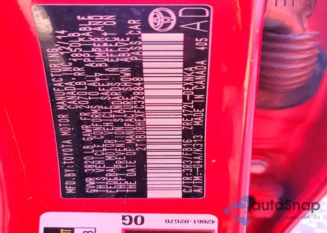 2015 Toyota Corolla Le z USA, uszkodzony, nr VIN 2T1BURHEXFC328848